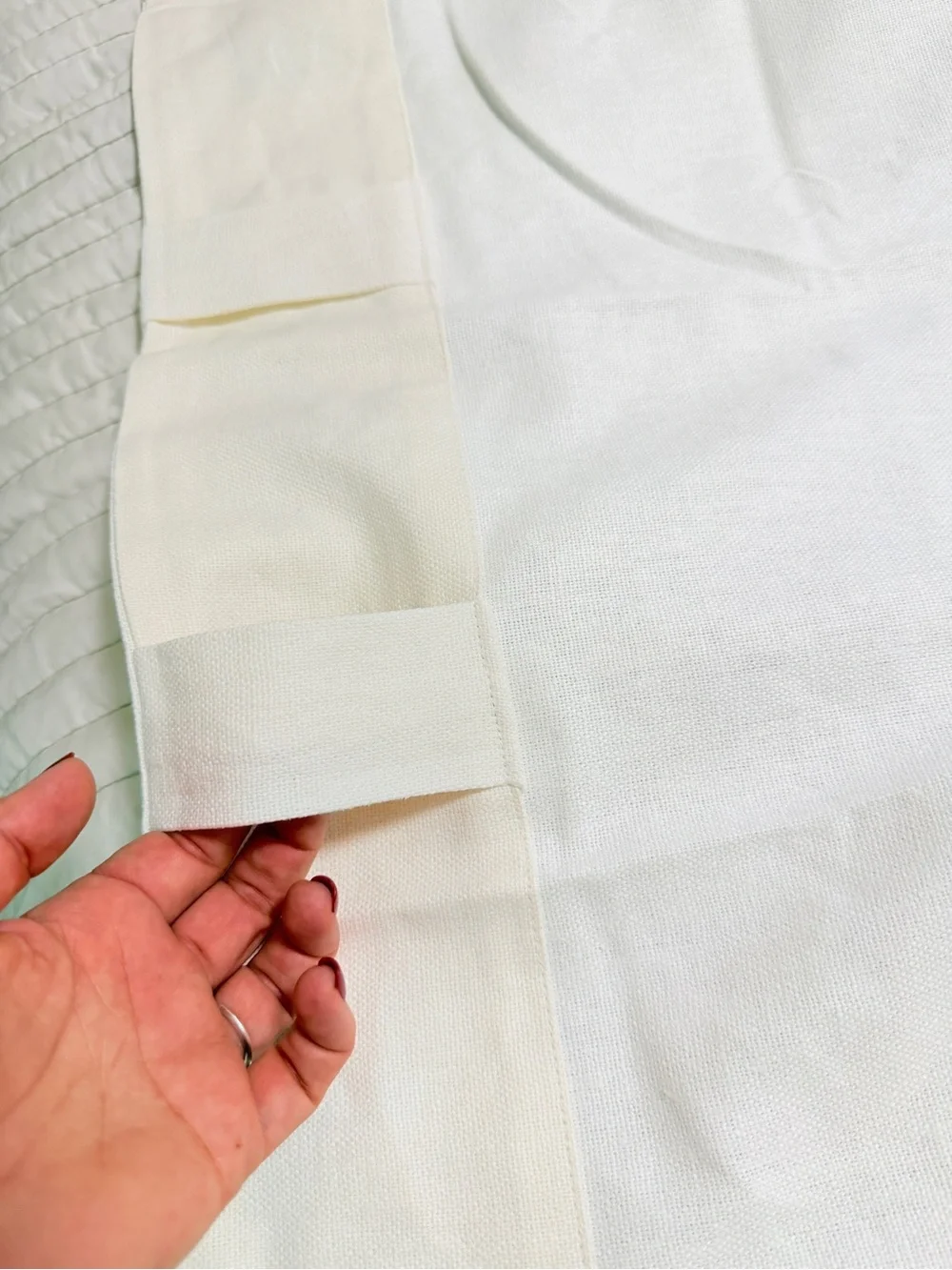 West Elm Linen Cotton Curtain Panel 48x96 White Rod Pocket Back Tab